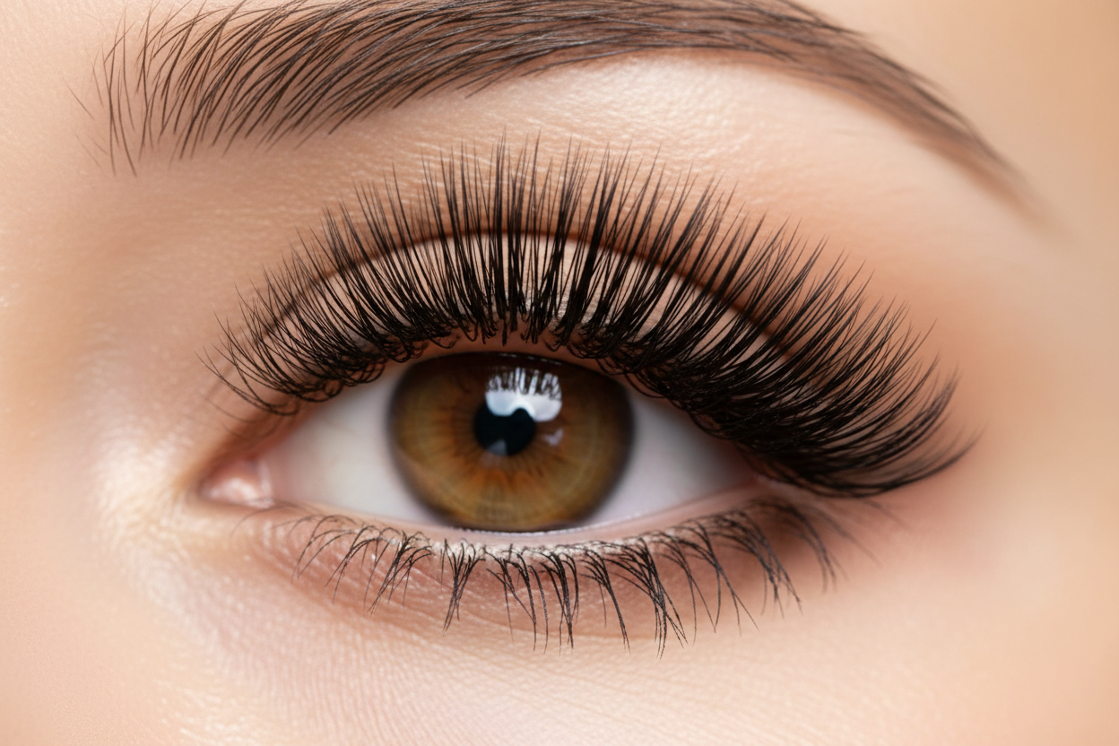 image de cils long qui ont  poussé grâce à un sérum